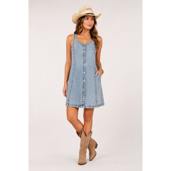 Levi's Dresses & Skirts - Levi's Two Horse Brand Denim Dress Womens L Button Front Western Mini Blue